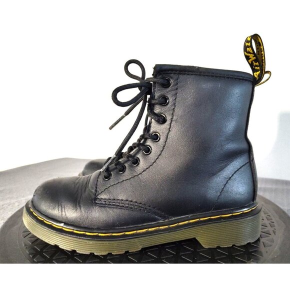 Dr Martens kids Laced Zip Up Gloss Black Shoes Boots 1460 J 13 - Picture 5 of 16